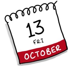 Calendar showing Friday 13th October
